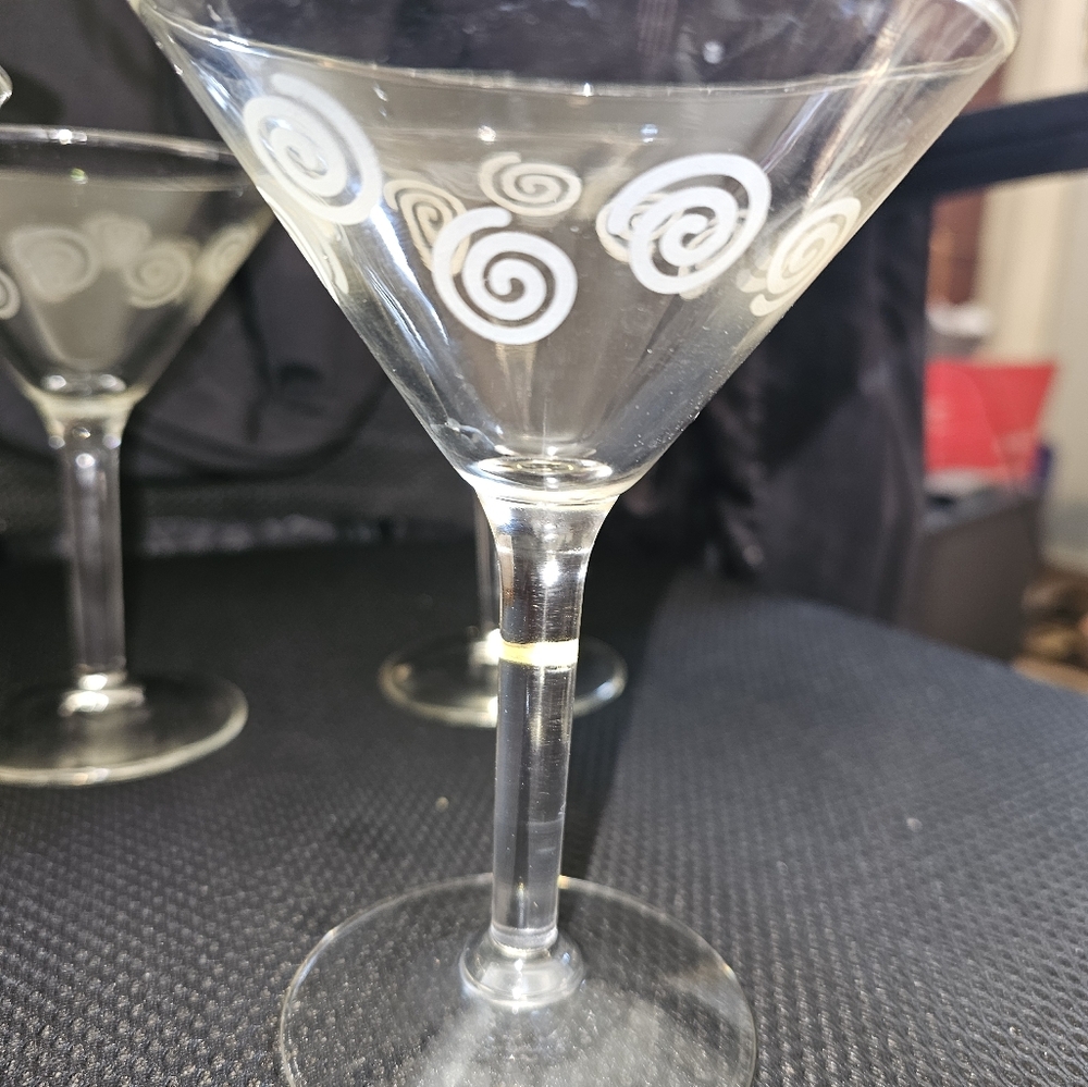 Vintage Mikasa Cheers Martini Glasses with Stainless steel Shaker